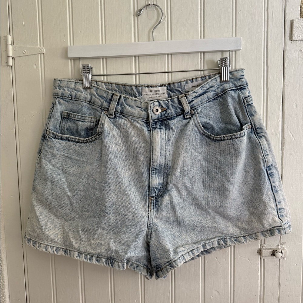 Cotton On High-Rise Mom Jean Shorts Acid Wash